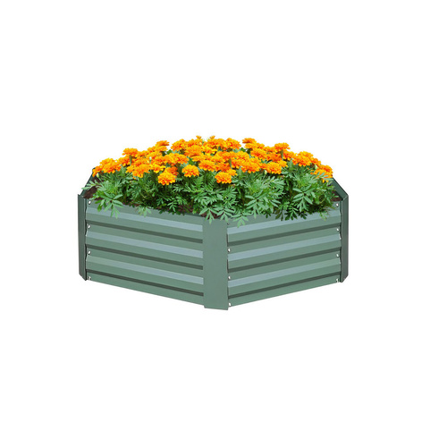60cm Hexagon Shape Galvanised Raised Garden Bed Vegetable Herb Flower Outdoor Planter Box