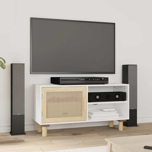 Fernhill TV Cabinet 80x30x40 cm Solid Wood Pine and Natural Rattan