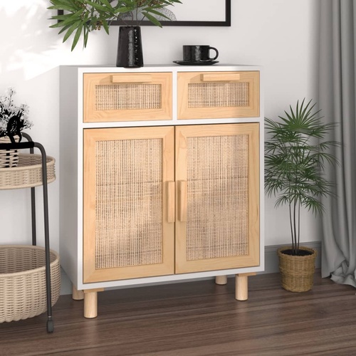 Sideboard 60x30x75 cm Solid Wood Pine and Natural Rattan