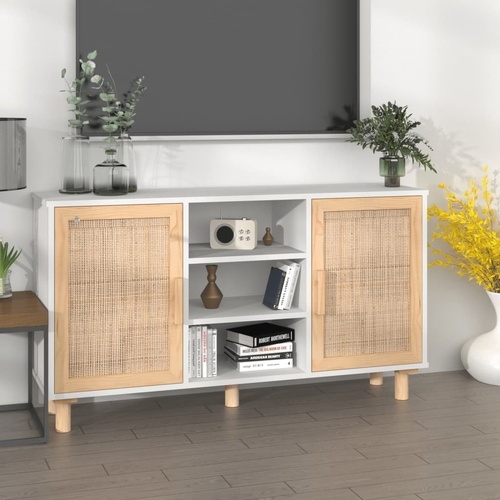 Sideboard 105x30x60 cm Solid Wood Pine and Natural Rattan