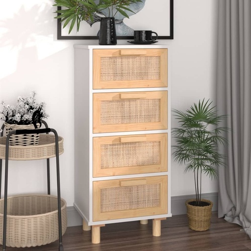 Sideboard 40x30x90 cm Solid Wood Pine and Natural Rattan