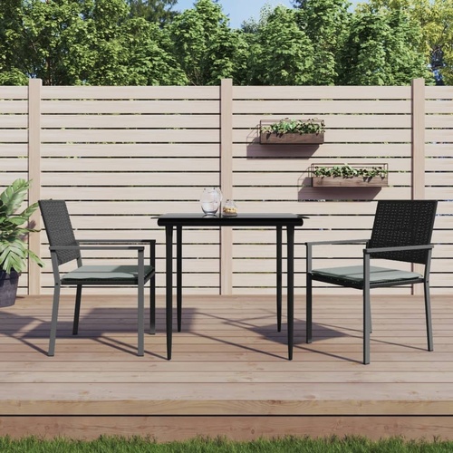 Garden Dining Set with Cushions Poly Rattan and Steel