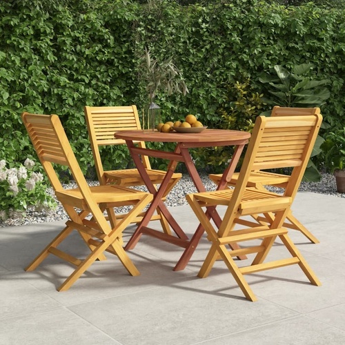 5 Piece Garden Dining Set Solid Teak Wood