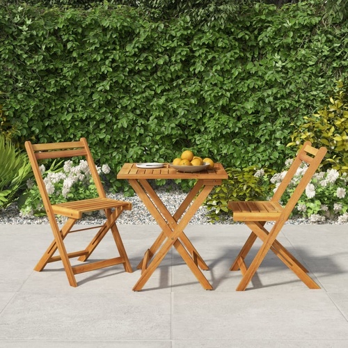 3 Piece Folding Bistro Set Solid Acacia Wood