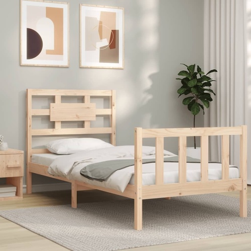 Bed Frame with Headboard Solid Wood