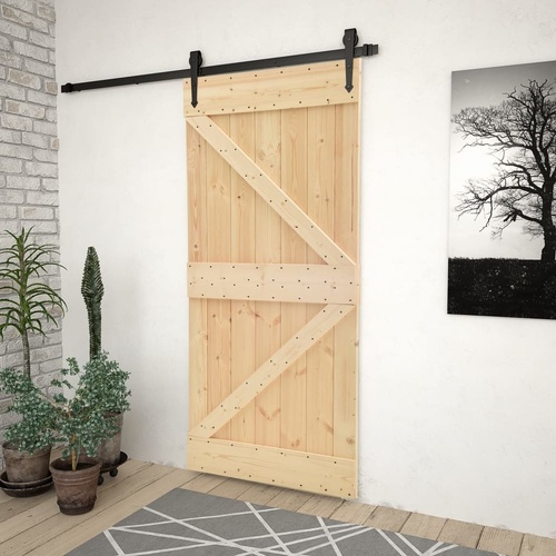 Sliding Door with Hardware Set Solid Pine Wood