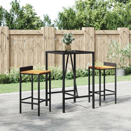 Garden Bar Set Poly Rattan& Solid Wood Acacia