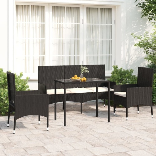 4 Piece Garden Lounge Set with Cushions Poly Rattan