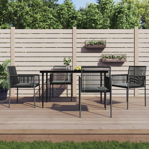 Garden Chairs with Cushions Black 54x60.5x83.5 cm Poly Rattan