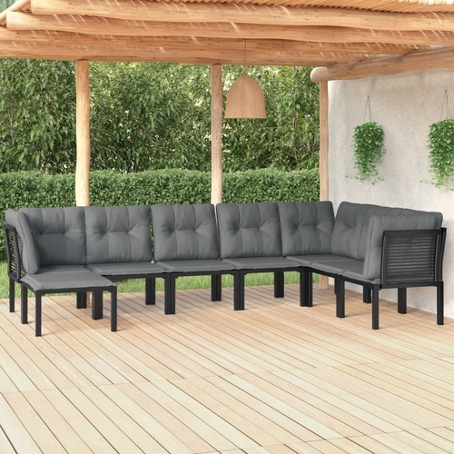 Garden Lounge Set Black and Grey Poly Rattan