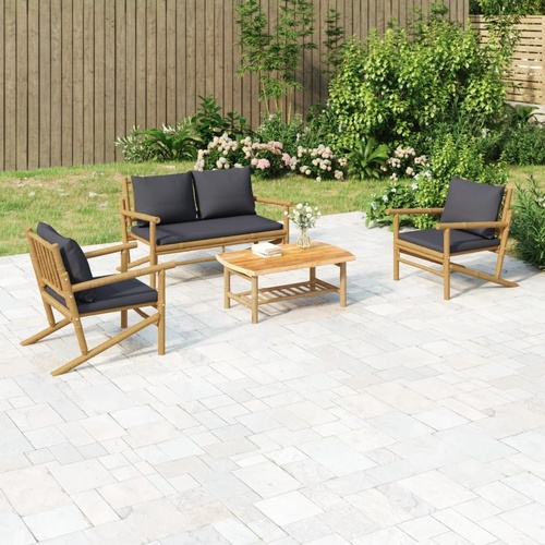 Garden Lounge Set with Cushions Bamboo