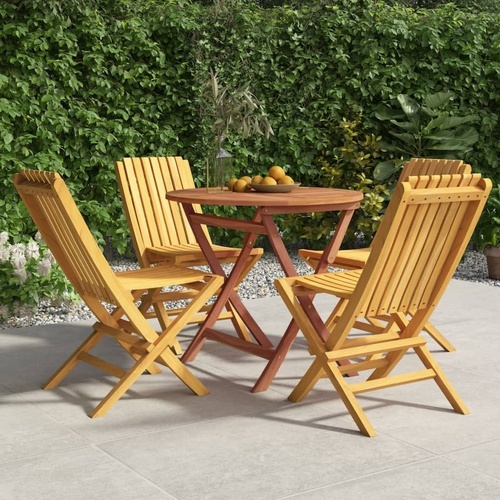 5 Piece Garden Dining Set Solid Teak Wood