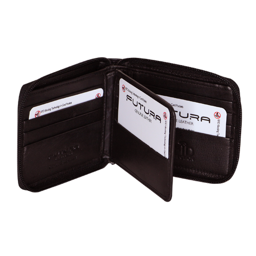 Futura Mens RFID Protected Genuine Leather Wallet Zip Around