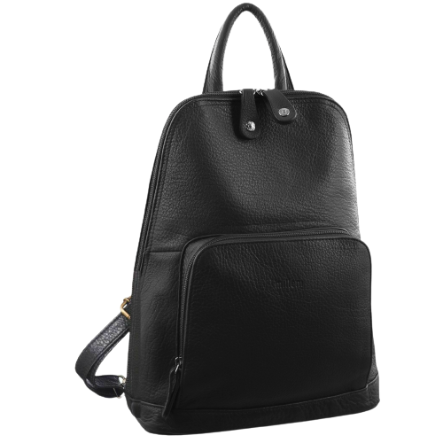 Milleni Womens Twin Zip Backpack Nappa Italian Leather Travel Bag