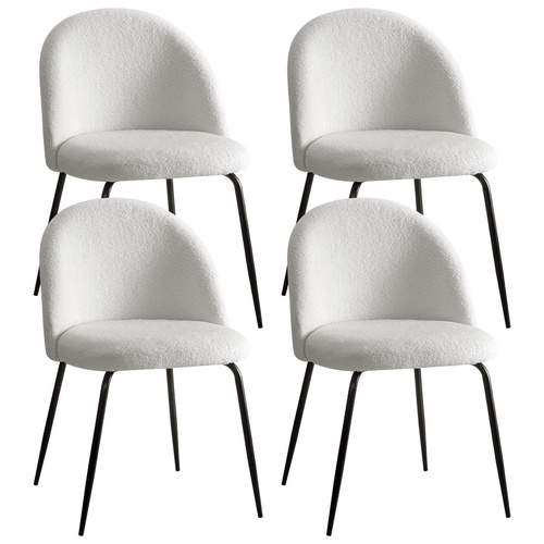 Artiss Dining Chairs Set of 4 Sherpa Boucle White