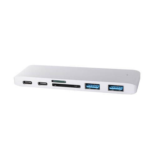 USB 3.0 Type-C HUB 6 Port Powered Adapter Silver - Model-02FD25