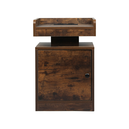 Bedside Table USB Charger Outlet RGB Oak - Model-4FF69D