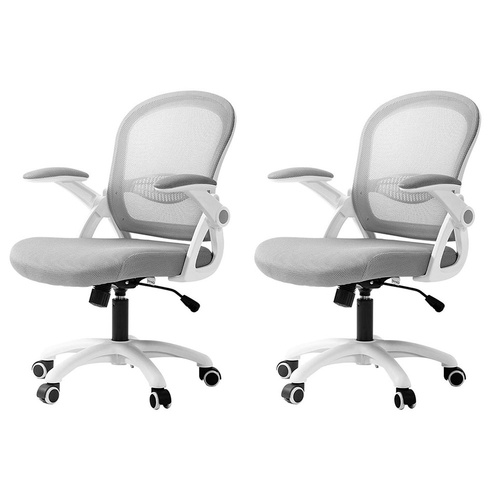 Artiss 2x Mesh Office Chair Computer Gaming Desk Chairs Work Study Mid Back Grey
