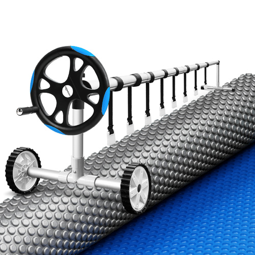 Aqua Buddy Pool Cover 600 Micron Solar Heat Blanket 8x4.2m w/ 5.55m Roller Blue