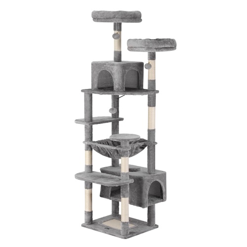i.Pet Cat Tree 184cm Tower Scratching Post Trees Scratcher Condo House Light Grey