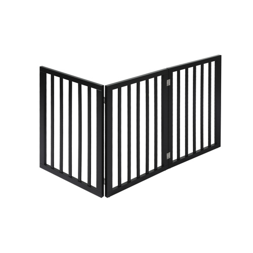 3 Panels Wooden Pet Gate Dog Fence Black 139CM - Model-223F31