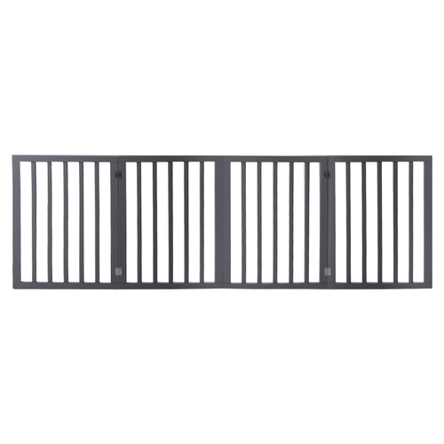 Wooden Pet Gate Dog Fence Retractable Grey 600x 3MM - Model-94F781