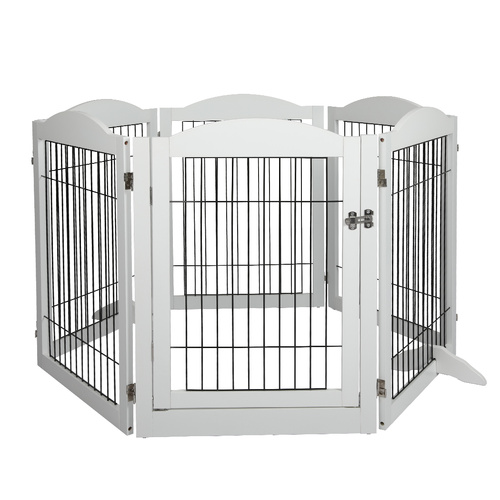 6 Panels Pet Dog Playpen Puppy White - Model-4A2DBE