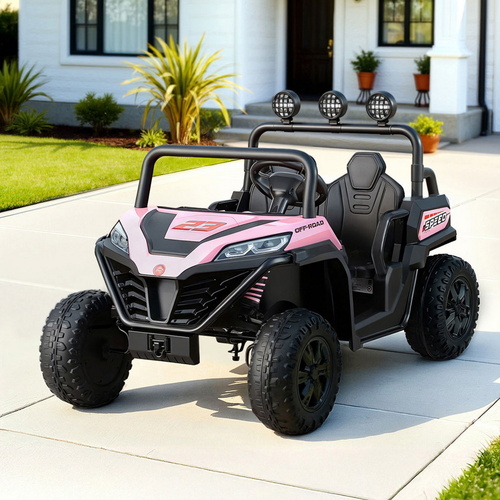 Rigo Kids Ride On Car Electric Toys Cars Headlight Music Remote Control Pink