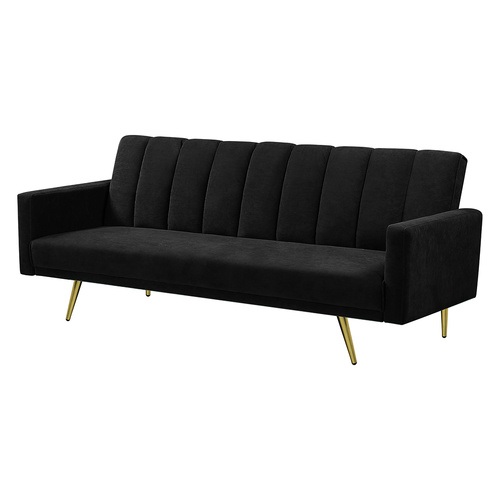 Sofa Bed Convertible Velvet Lounge Recliner Couch Sleeper 3 Seater Black - Model-D7EE52