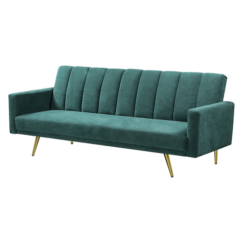 Sofa Bed Convertible Velvet Lounge Recliner Couch Sleeper 3 Seater Green - Model-F4A271