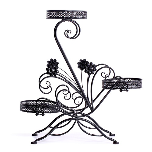 Plant Stand Outdoor Indoor Metal Black - Model-226795