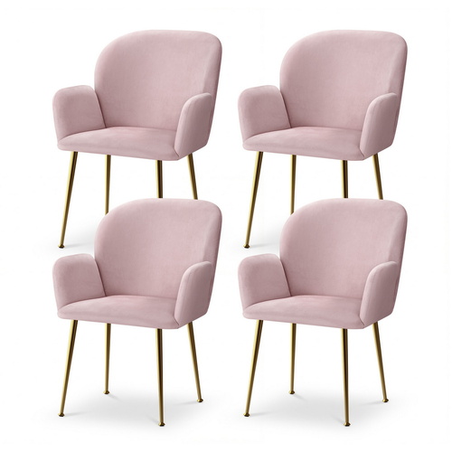Artiss Dining Chairs Set of 4 Velvet Armchair Pink