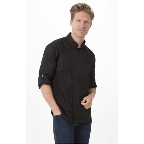 Hartford Men's Black Zipper L Chef Jacket by Chef Works