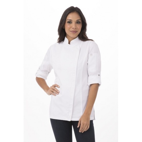 Hartford Women's White Zipper M Chef Jacket by Chef Works