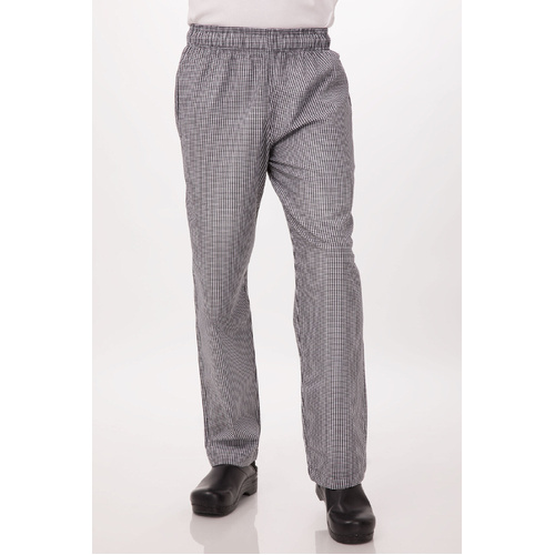 Essential Men's Small Checks XL Baggy Black Chef Pants by Chef Works