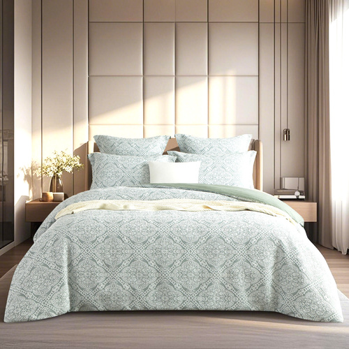 Mayfair Sage Jacquard Double Quilt Cover Set by Renee Taylor