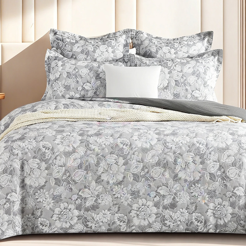 Sigma Charcoal Jacquard Queen Quilt Cover Set by Renee Taylor