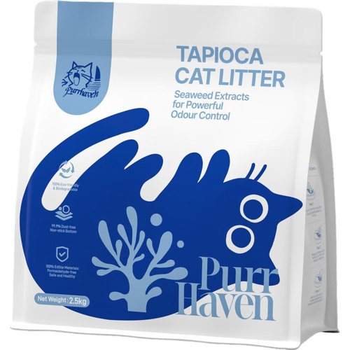Purr Haven Tapioca Cat Litter | 1 Carton | 6 Packs Per Carton | 2.5kg Per Pack
