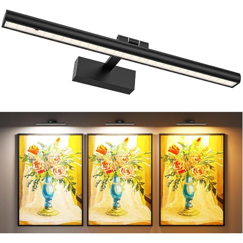 Wireless Picture Lights for Wall, Battery Operated Wall Light for Painting Rechargeable CCT Rotatable Art Gallery Light with Remote Dimmable Timer for