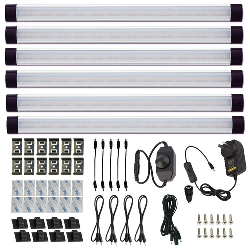 Dimmable LED Under Cabinet Lighting Under Counter LED Light Bar Linkable Kit with Rocker Switch Kitchen,Showcase,Shelf Lighting(6 Panel Kits Warmwhite