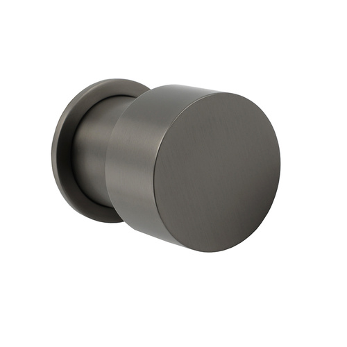 Gun Metal Round 1/4 Knob Handle Wall Mounted Shower Hot Cold Water Mixer Tap Kit