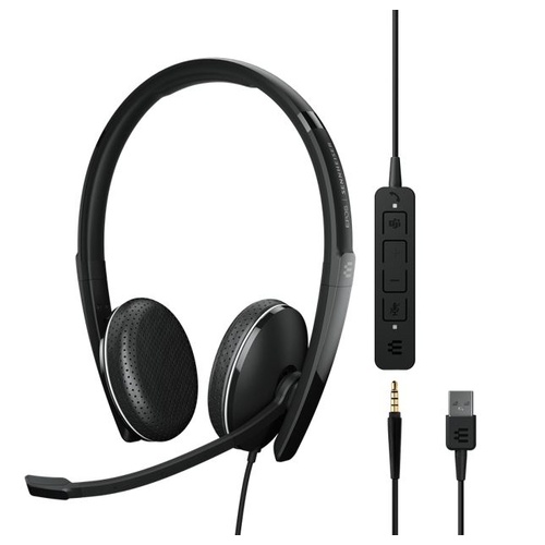 SENNHEISER | Sennheiser ADAPT 165T USB II On-ear, double-sided USB-A headset, 3.5 mm jack and detachable USB cable with in-line call control