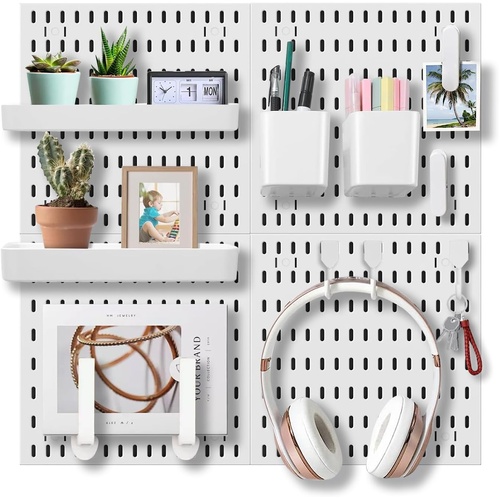 Pegboard Combination Kit with 4 Pegboards and 18 Accessories Modular Hanging for Wall Organiser