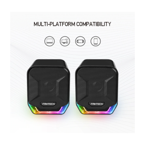 FANTECH SONAR GS202 Computer Speakers USB and 3.5mm RGB Mini Wired Speakers Acoustic Clarity for Desktop Computer Laptop