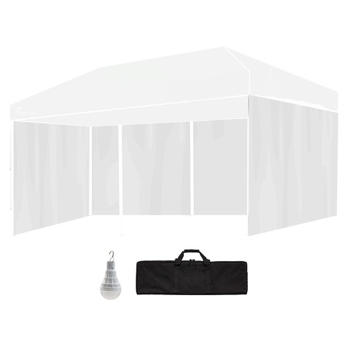 RED TRACK Accessory Pack for 6x3m White Gazebo, includes Walls, Wheeled Carry Bag, Rechargeable USB Lamp