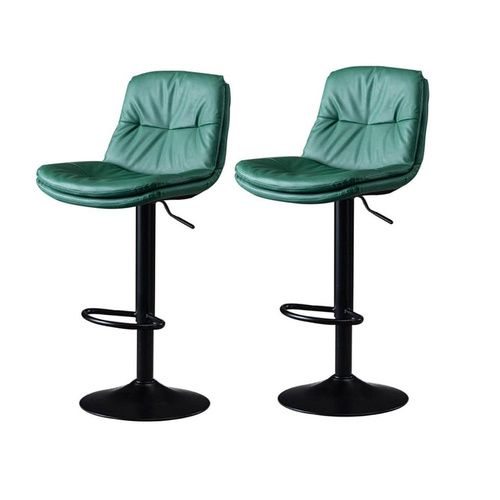 SERENITà Bar Stools Kitchen Bar Stool Leather Barstools Swivel Gas Lift Counter Chairs BS8406 Green
