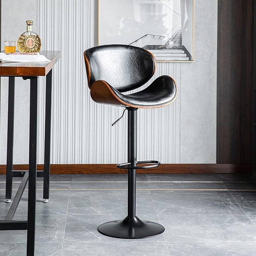 SERENITà European Black Modern Bar Stools Swivel Bar Stool Chair Counter Height Barstool with 360 Degree Swivel Seat