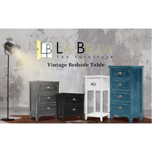 2X Bedside Table 2 Drawer Vintage Side Table Storage Cabinet Bedroom LYDIA WHITE