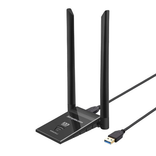 Simplecom NW628v2 AX1800 Dual Band WiFi 6 USB Adapter with 2x 5dBi High Gain Antennas