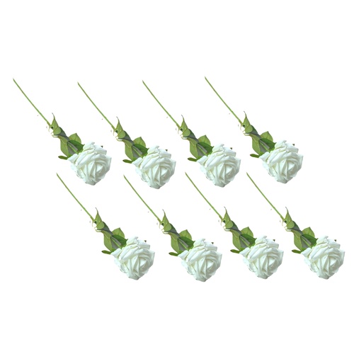 Artificial Single Stem Rose 50cm -Red - Set of 8 Stems